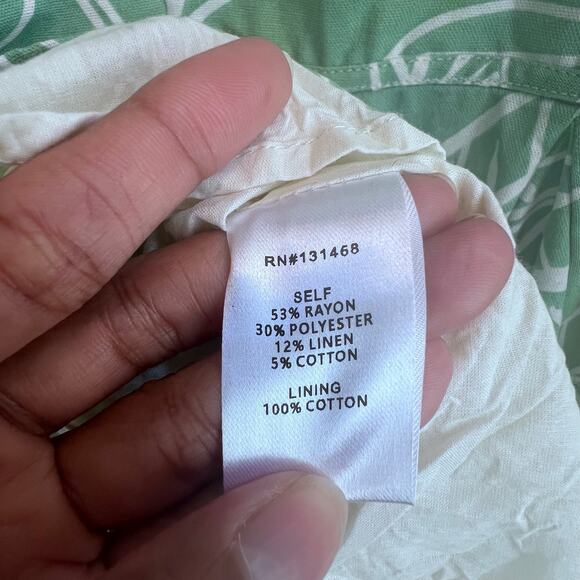 VICI Green Linen Blend Puff Sleeve Fit and Flare Mini Dress Women's Size X-Large - Picture 9 of 9